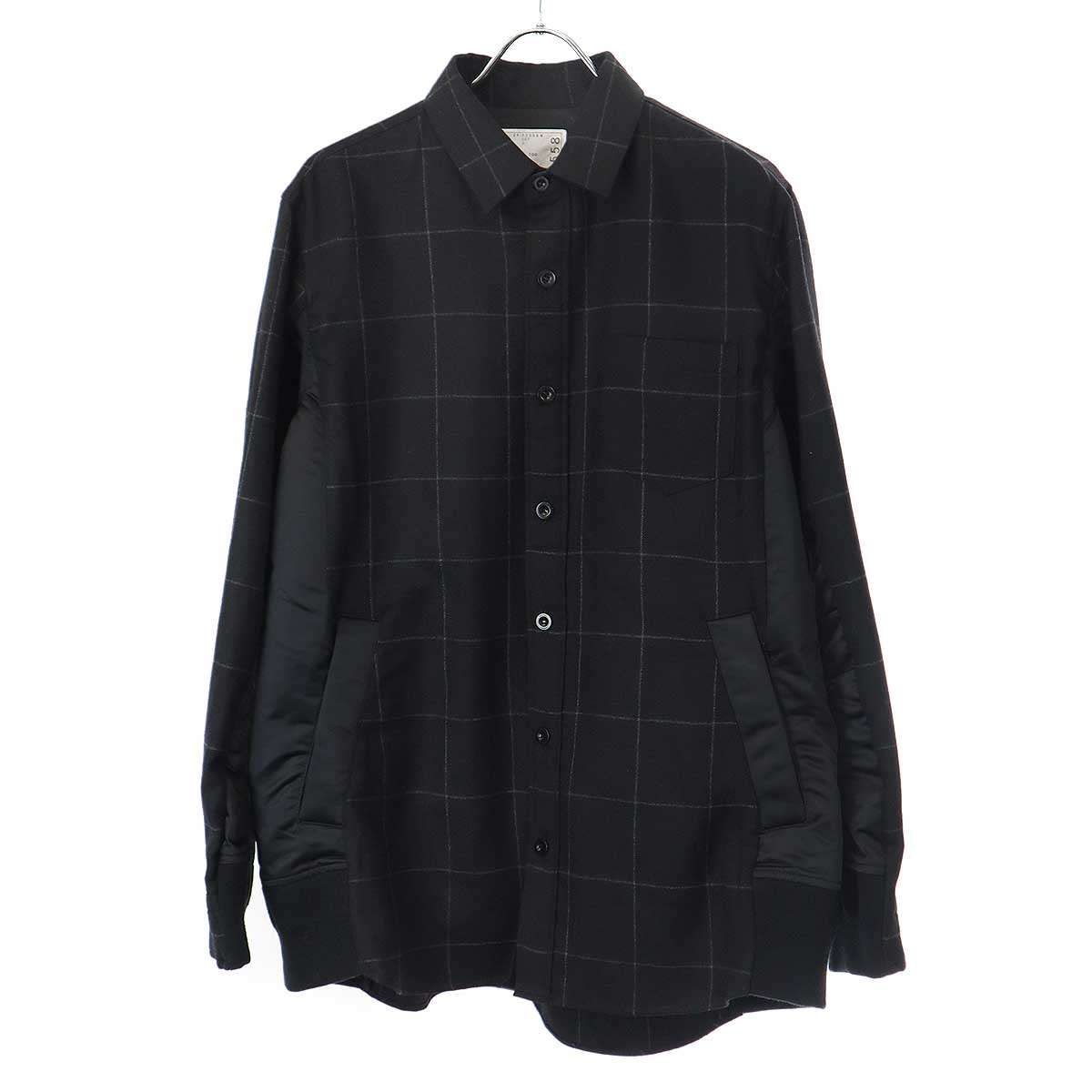 sacai サカイ 24AW Windowpane Shirt ドッキングシャツジャケット 24