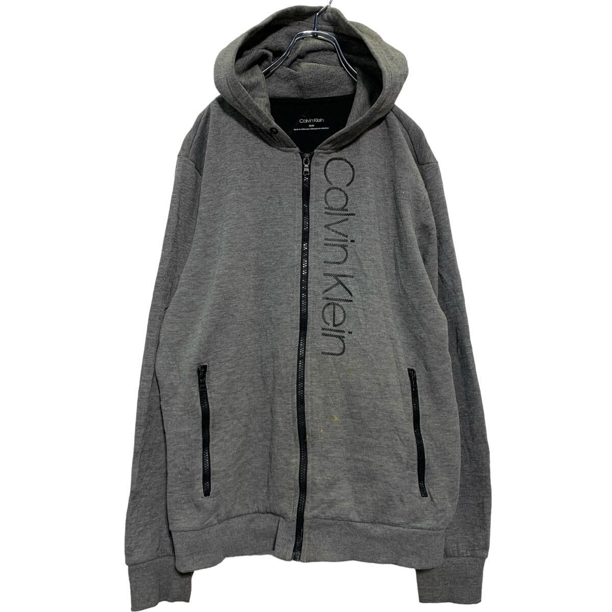 Calvin Klein ジップアップ ロゴスウェット パーカー M グレー 