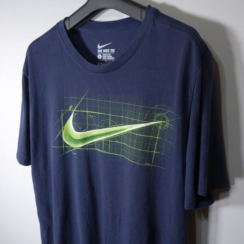 ナイキ NIKE プリントTシャツ 半袖 メンズ L クルーネック ドライフィット フロントロゴ 古着