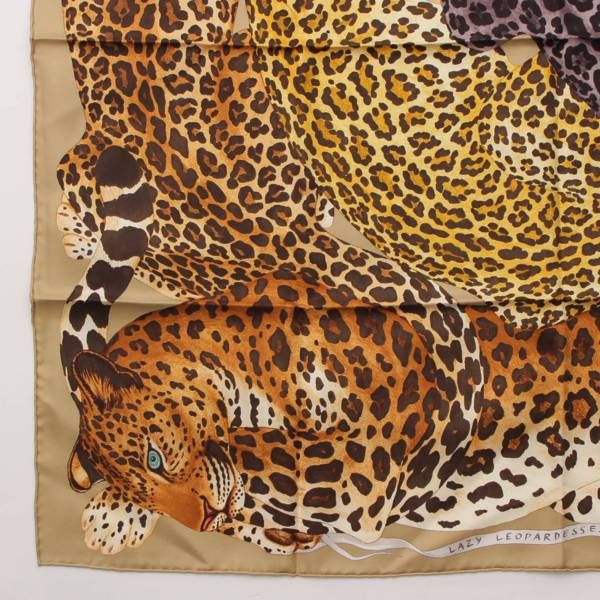 エルメス カレ90 Lazy Leopardesses レイジー レオパード シルク 