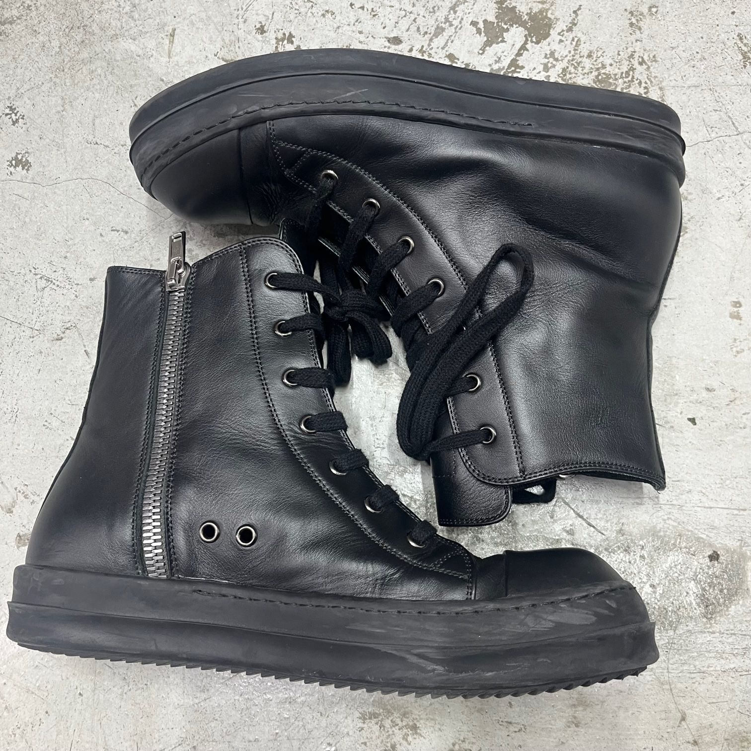 Rick Owens レザー ハイカット ラモーンズ スニーカー 37392 リックオウエンス 41 68580A1