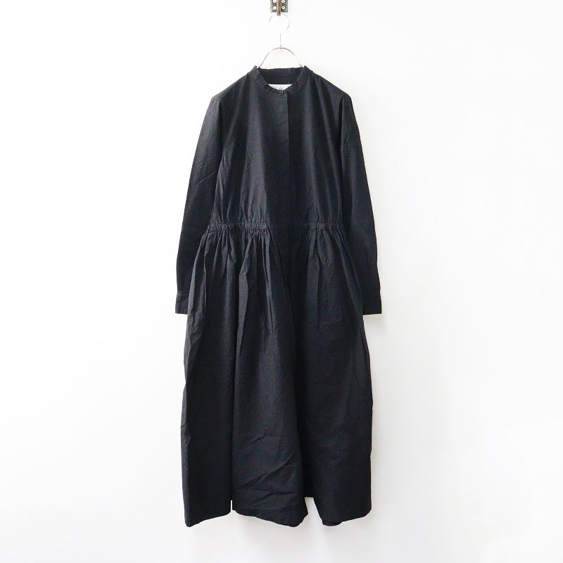 マンズテーラー R-D.M.Co- コットン バンド Aライン ドレス ｜ブラック 長袖 ワンピース ギャザー 2400014635072