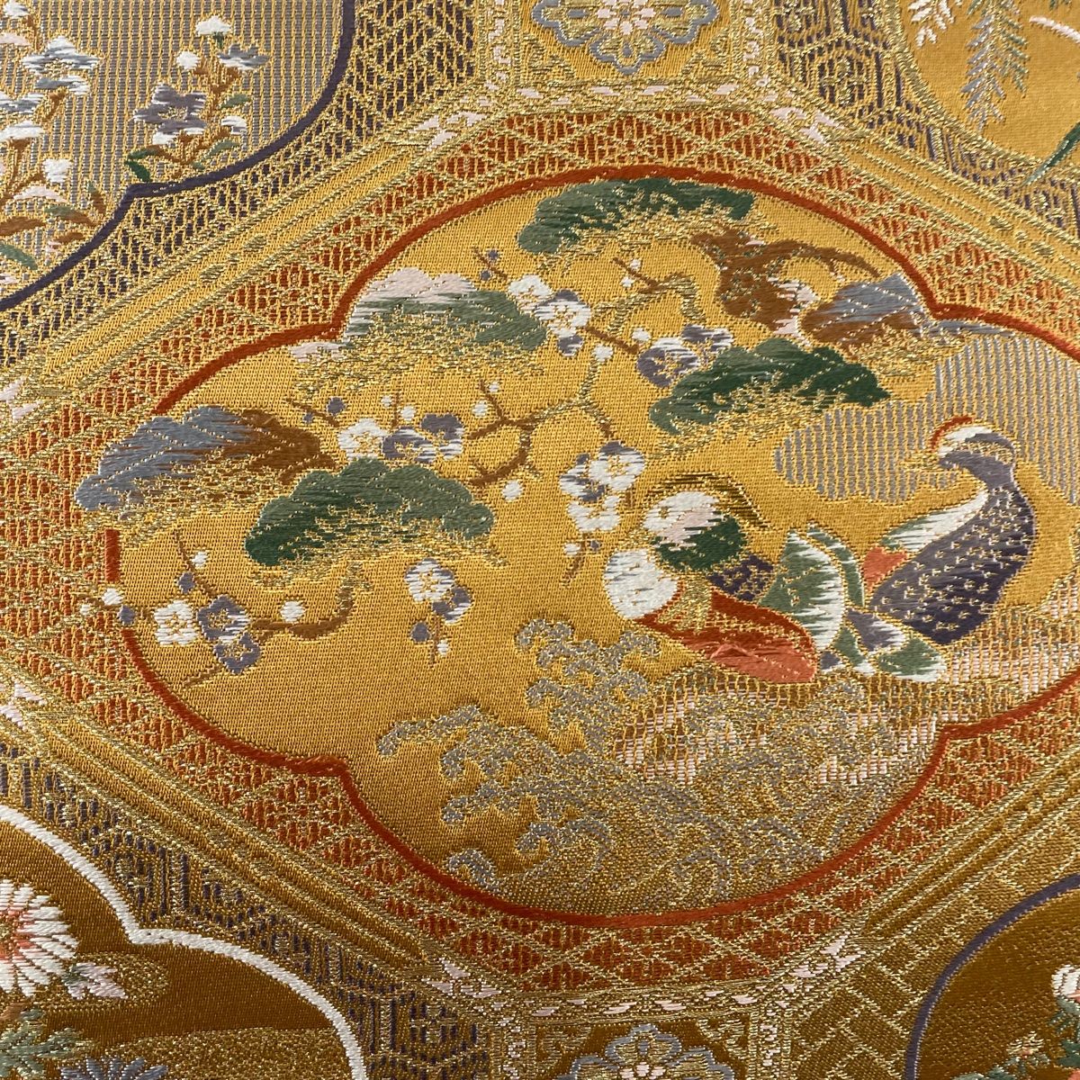 408y5☆袋帯 金糸 唐花 蜀江 鳥☆美品 | ヤマダウェブコム