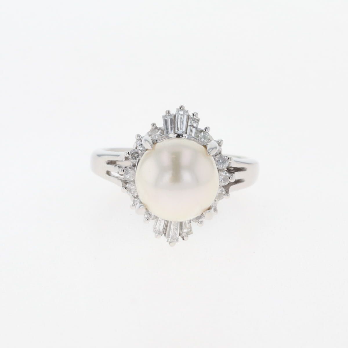 在庫一掃】 パール デザインリング プラチナ 指輪 メレダイヤ 真珠  