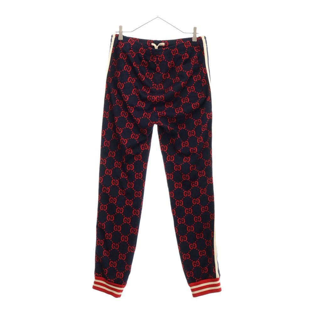 GUCCI (グッチ) 18SS GG Jacquard Sweat Pants GGジャカードスウェットテクニカルパンツ サイドシェリーライン総柄トラックパンツ ネイビー 496920-X9L13