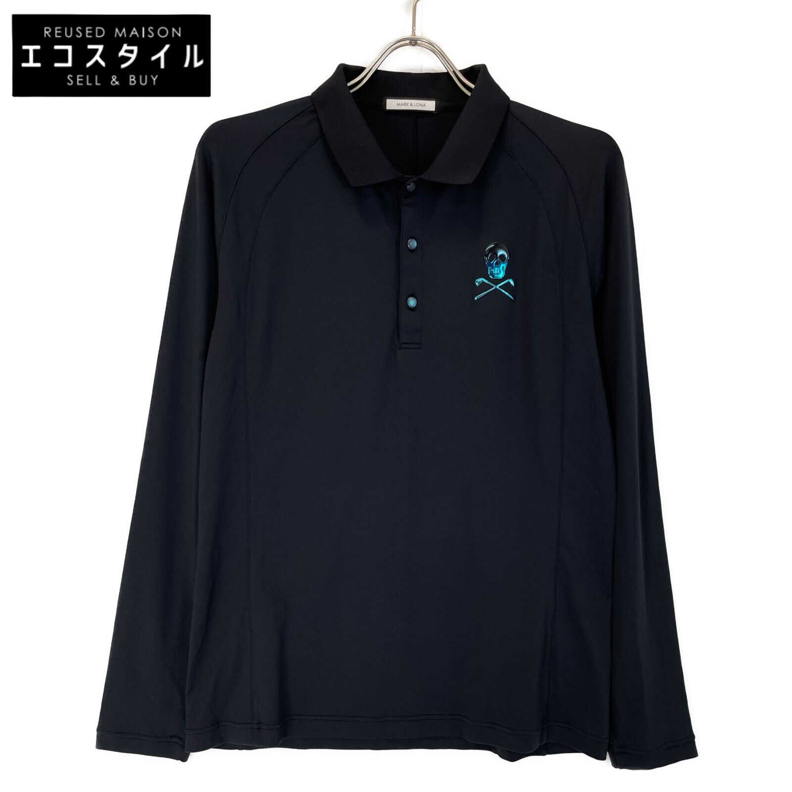 MARK & LONA マークアンドロナ ロングスリーブポロシャツ MARK&LONA 【新品】マークアンドロナ 長袖ポロシャツ 白×黒 背面
