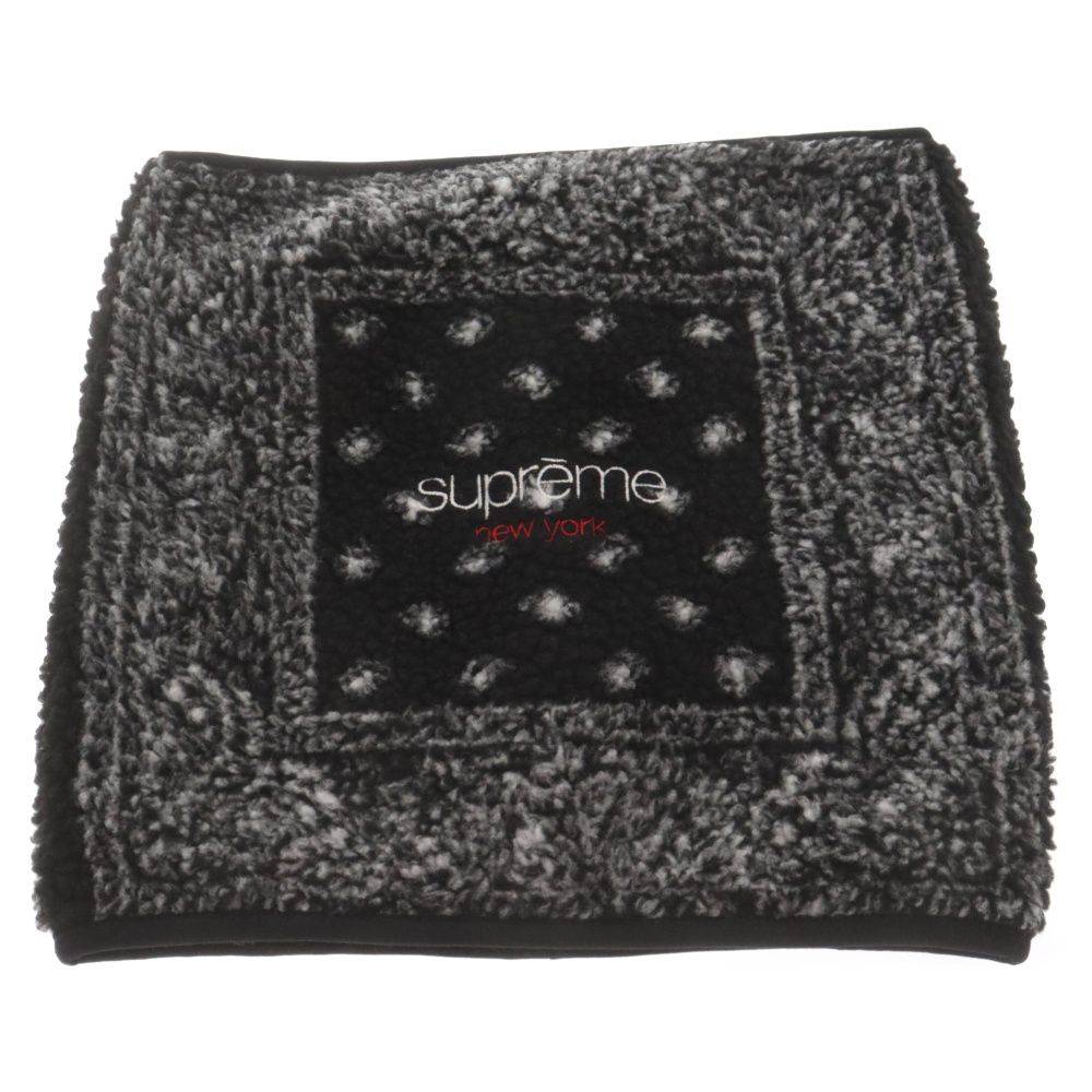 SUPREME (シュプリーム) 19AW Bandana Fleece Neck Gaiter バンダナ柄 ワンポイントロゴ刺繍 ネックウォーマー ブラック
