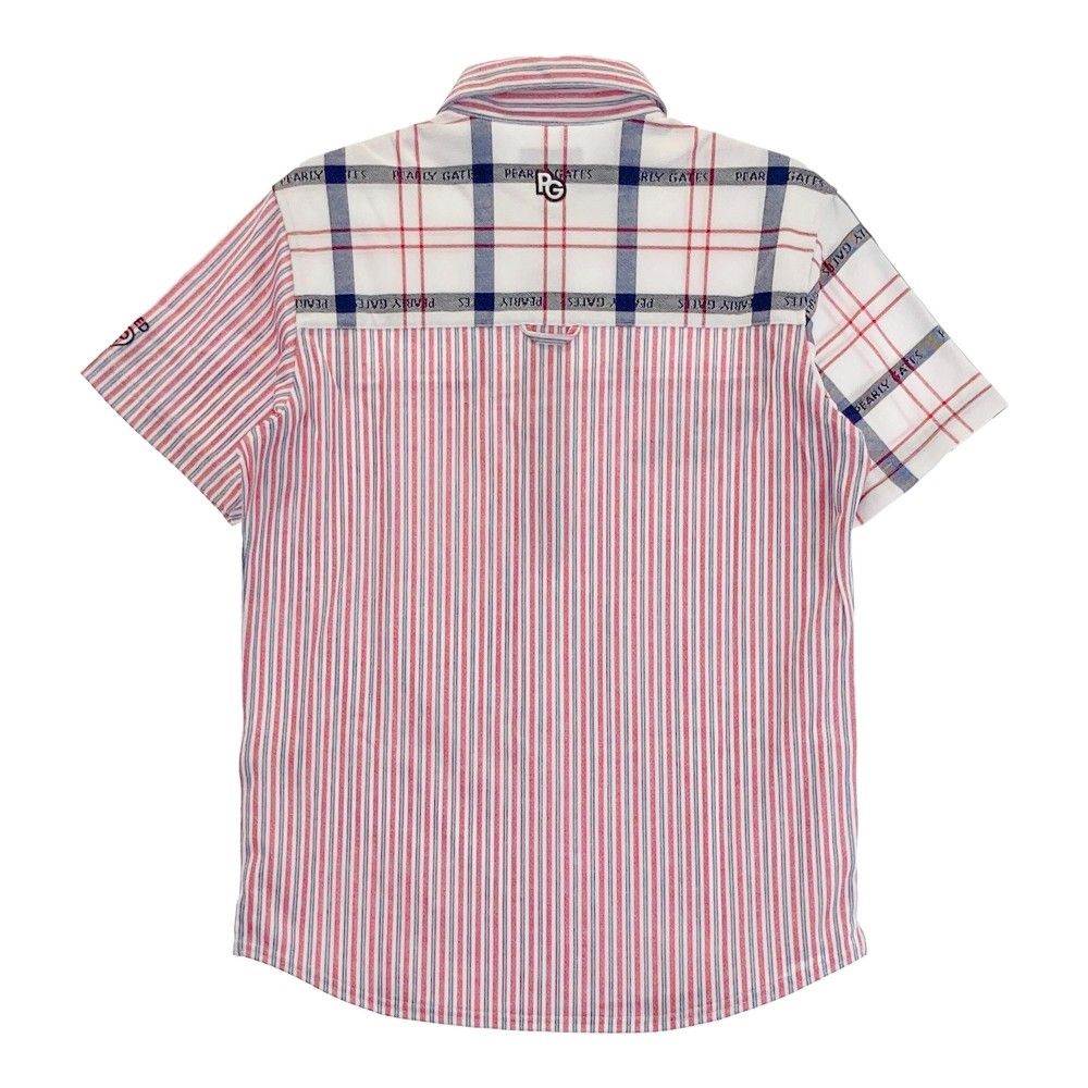 サイズ 4 PEARLY GATES パーリーゲイツ モデル 半袖ポロシャツ チェック × ストライプ ホワイト系 240101298370 ゴルフウェア メンズ ストスト