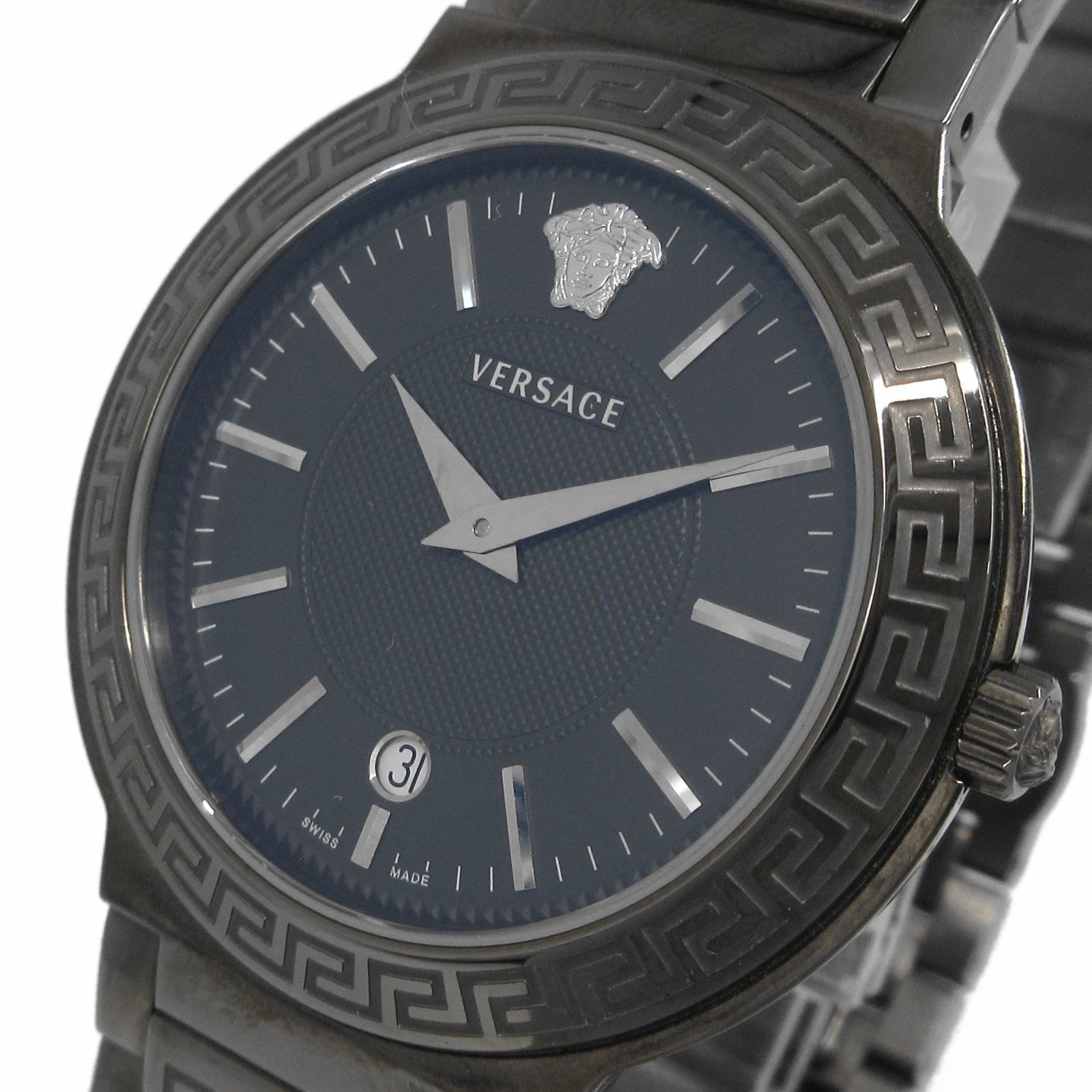 ヴェルサーチ VERSACE ランドマーク ZLQ メデューサ 黒文字盤 メンズ