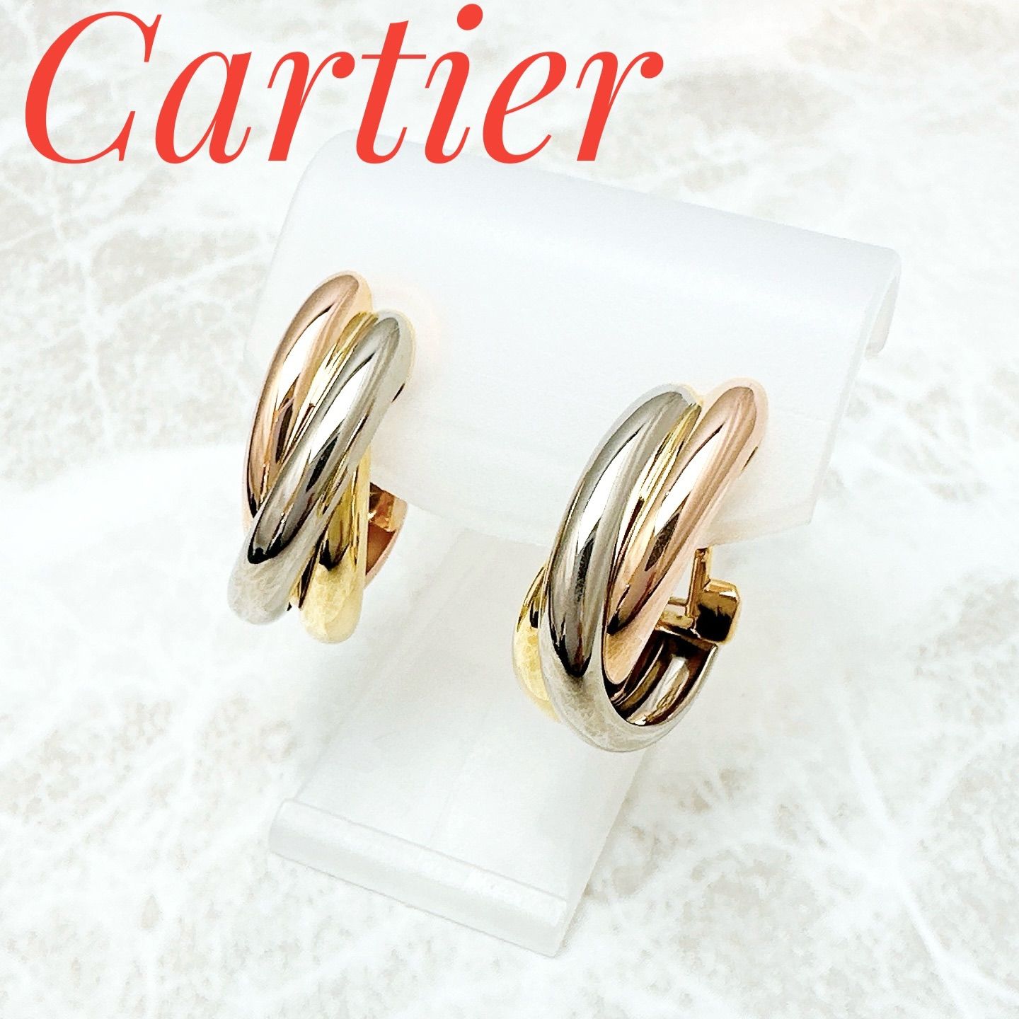 極美品/希少🌟Cartier オーバル トリニティ スリーカラー ピアス U