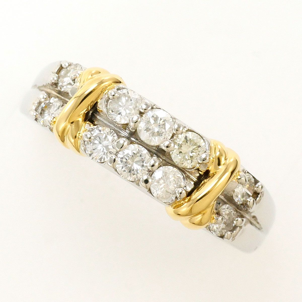 リング 指輪 PT900 プラチナ K18YG 14号 ダイヤ 0.50ct 鑑別書 総重量約4.5g