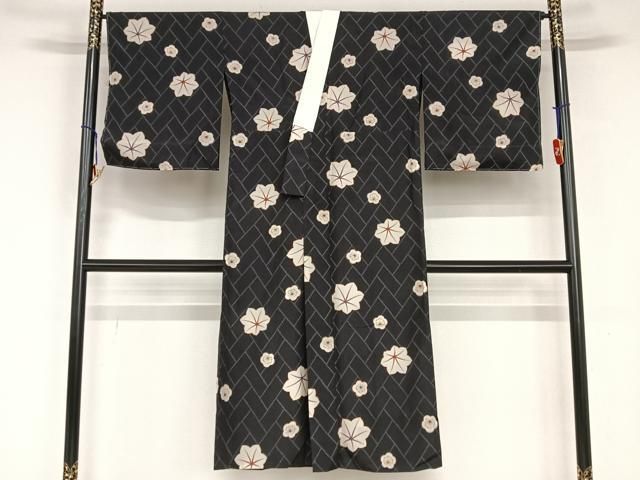 平和屋着物●長襦袢 無双仕立て 舞梅文 楓 黒地 やまと誂製 正絹 AAAU8150zg