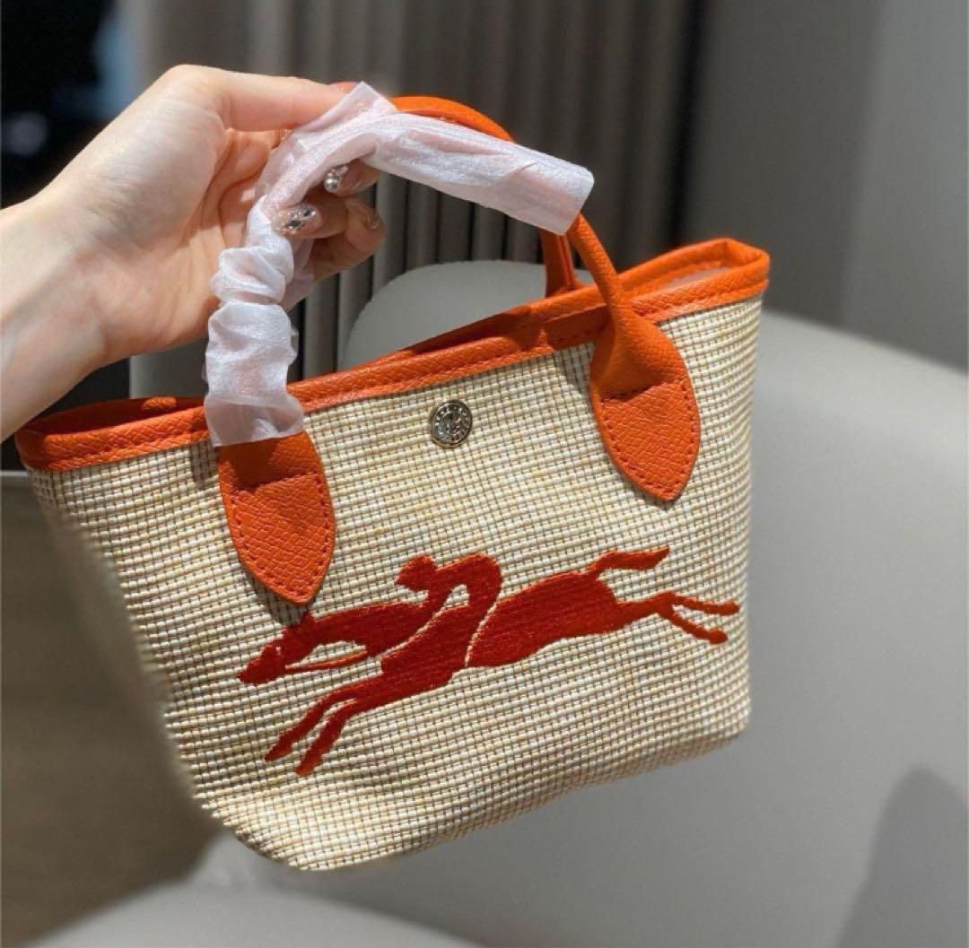 新品未使用 美品ロンシャン かごトップハンドルバッグ トートバッグ 