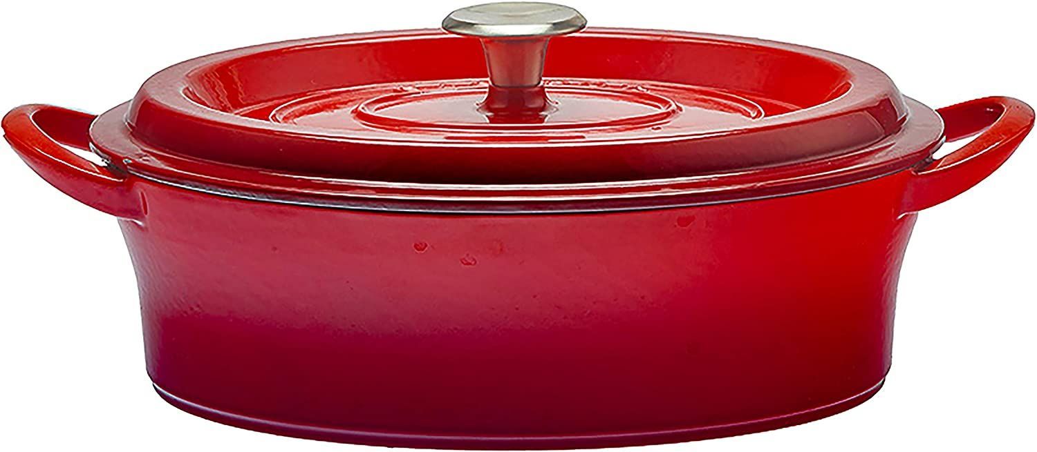 グッドプラス (GoodPlus+) キャストポット オーバル26cm浅型 レッド【鋳物ホーロー鍋】【中村江里子さんイチ押し】【無水調理】【蒸気循環】外面ホーロー加工 内面特殊マットホーロー加工 ス