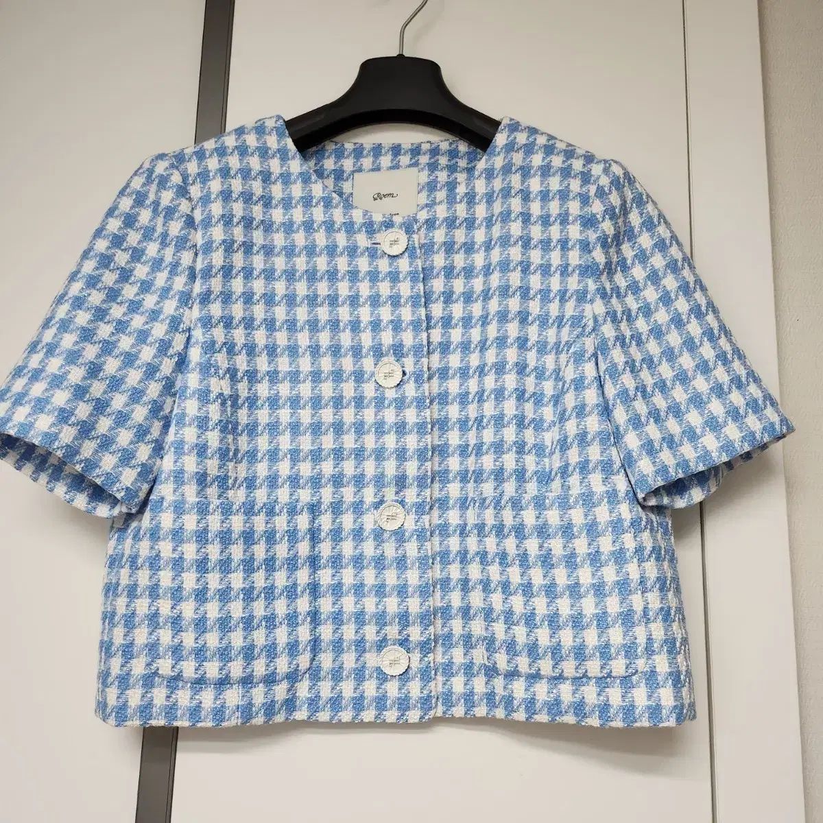 ROEM ロエム チェック ツイード 半袖 ジャケット