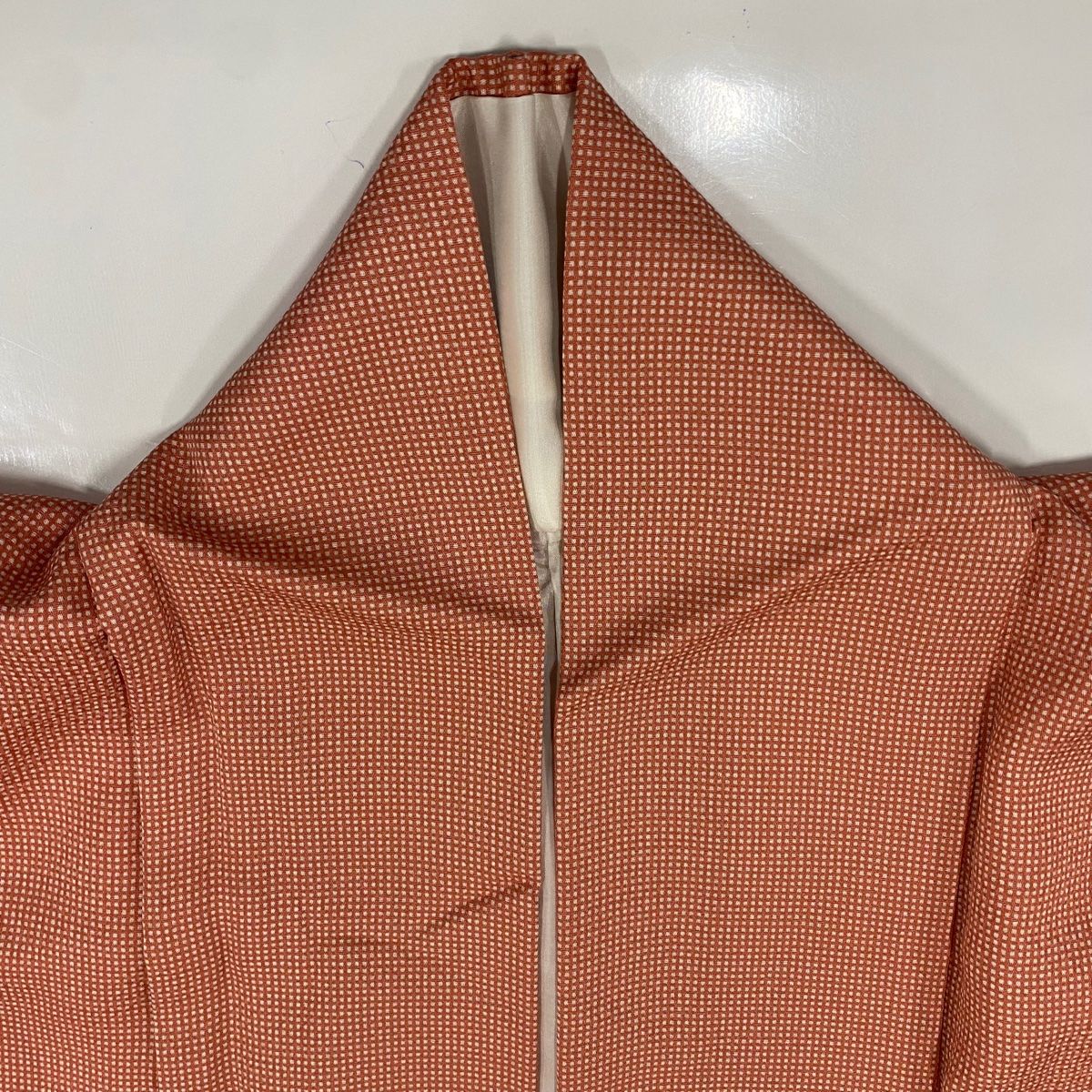 江戸小紋 身丈159cm 裄丈63.5cm S 袷 角通し オレンジ 正絹 秀品  