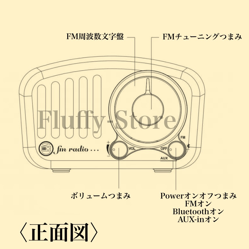 ポータブルFMラジオ　レトロ　天然サクラ木製　MP3再生　Bluetooth接続《送料無料》