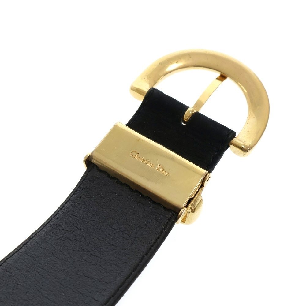 クリスチャンディオール ベルト レザー ブラック ゴールド ロゴ 70728 Christian Dior (クリスチャンディオール) ロゴ レザーベルト ブラック