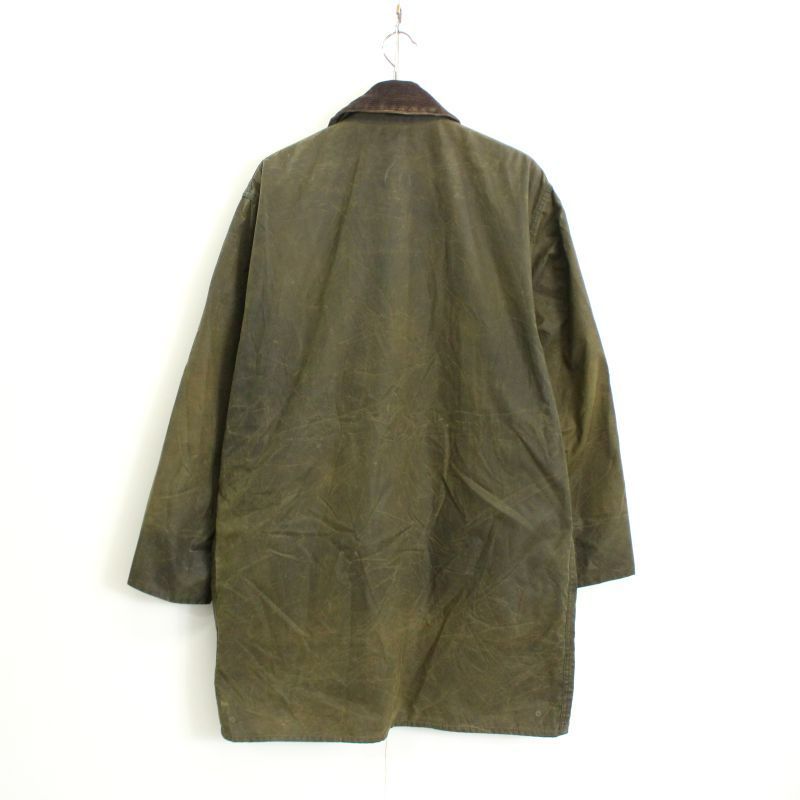 90s イギリス製 vintage Barbour 無地 襟コーデュロイ BORDER オイルド