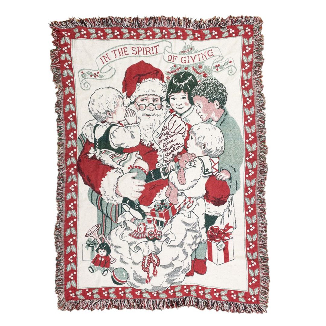 vintageラグ カーペット マルチカバー サンタ プレゼント クリスマス ツリー ベビー キッズ  ぬいぐるみ レター ホーリー 638