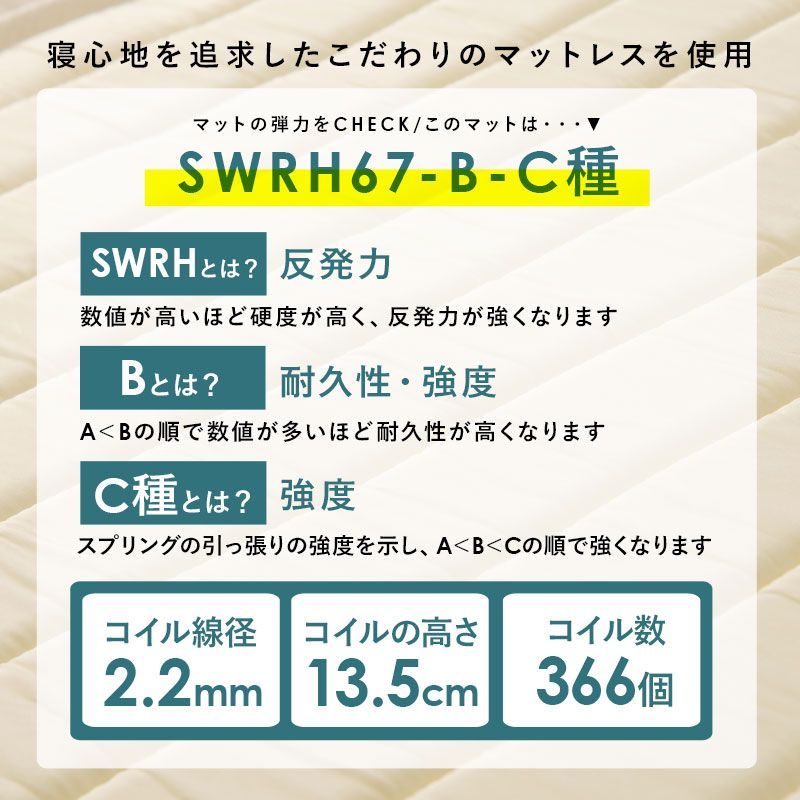 すのこベッド セミダブル マットレス付き ボンネルコイル ベッド下収納