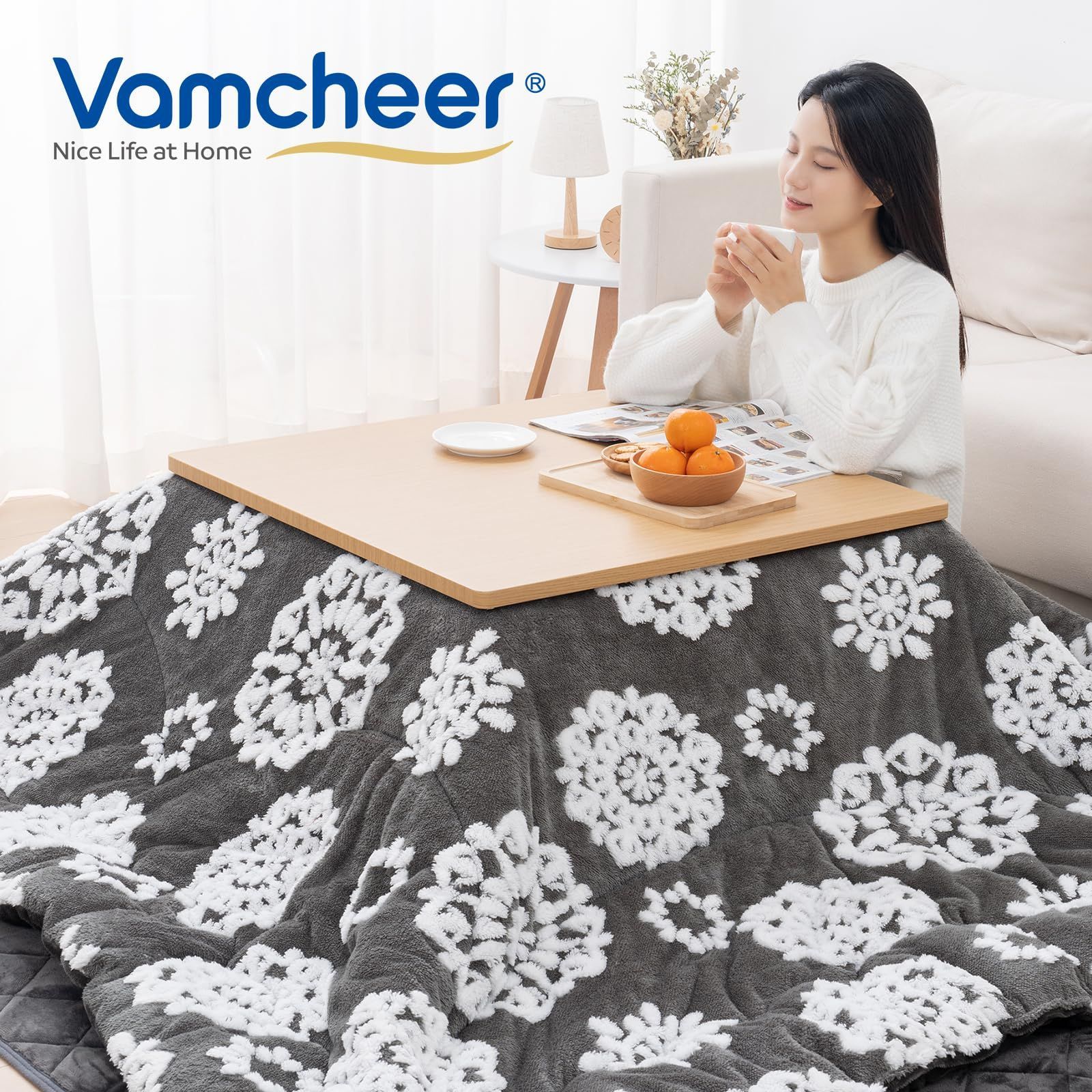 適応こたつ台 80～90×135～150cm 両面使える ふわふわ リバーシブル フランネル ぽかぽか ジャガードボア ぬくぬく 厚手 こたつ掛け布団 冬用 あったか こたつ用布団 洗える 205x285cm 単品 静電気防止 こたつふとん 大判 毛抜けない NEXPOTALLINN_EU