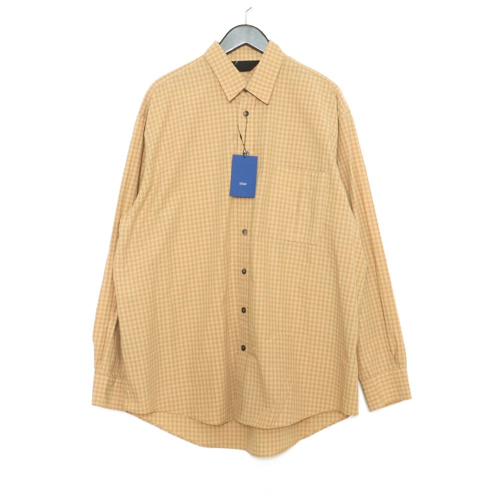 日本製 2ウェイ ESSAY BIG SHIRT orange check エッセイ - シャツ