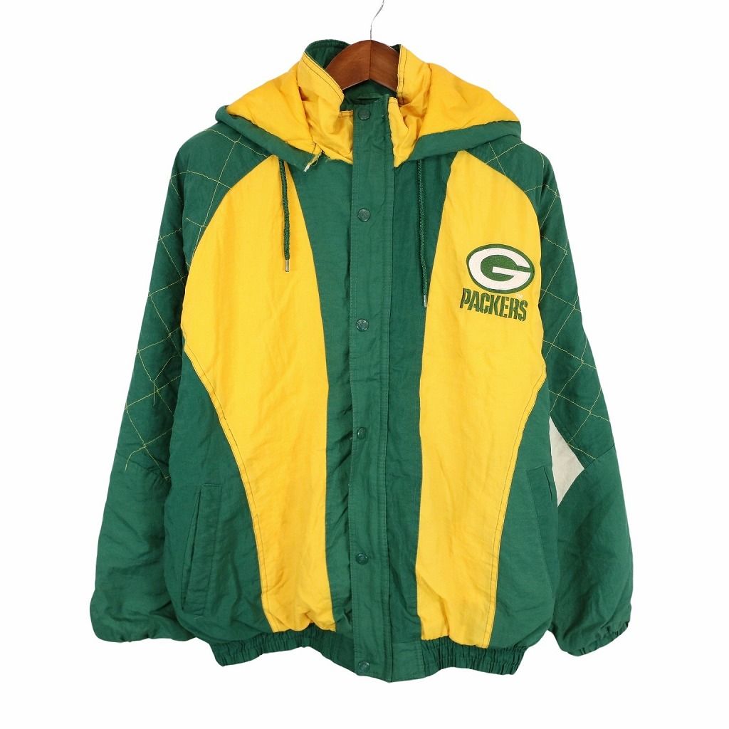586【90s】NIKE NFL パッカーズ　ナイロンジャケット　中綿　刺繍　L 90年代 size : L【 PACKERS 】NIKE NFL パッカーズ ナイキ ナイロン