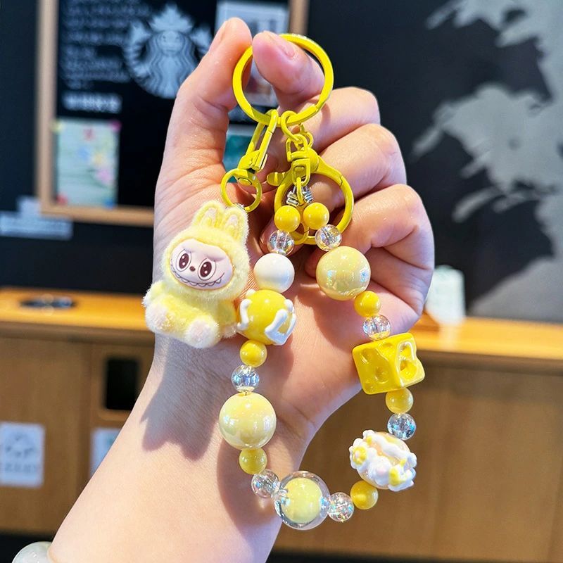 ラブブ風 チャーム ビーズストラップ かわいい キーリング ストラップ