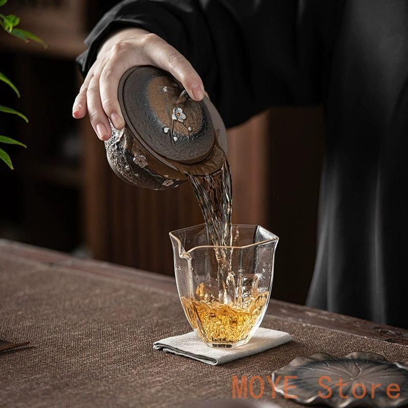 茶器 煎茶器 鉄釉梅花蓋碗 粗陶三才蓋碗 茶淹茶わん 湯呑み 新品