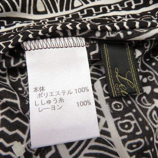s レリアン Leilian チュニック 13+ 黒 白 茶 総柄 アジアン柄