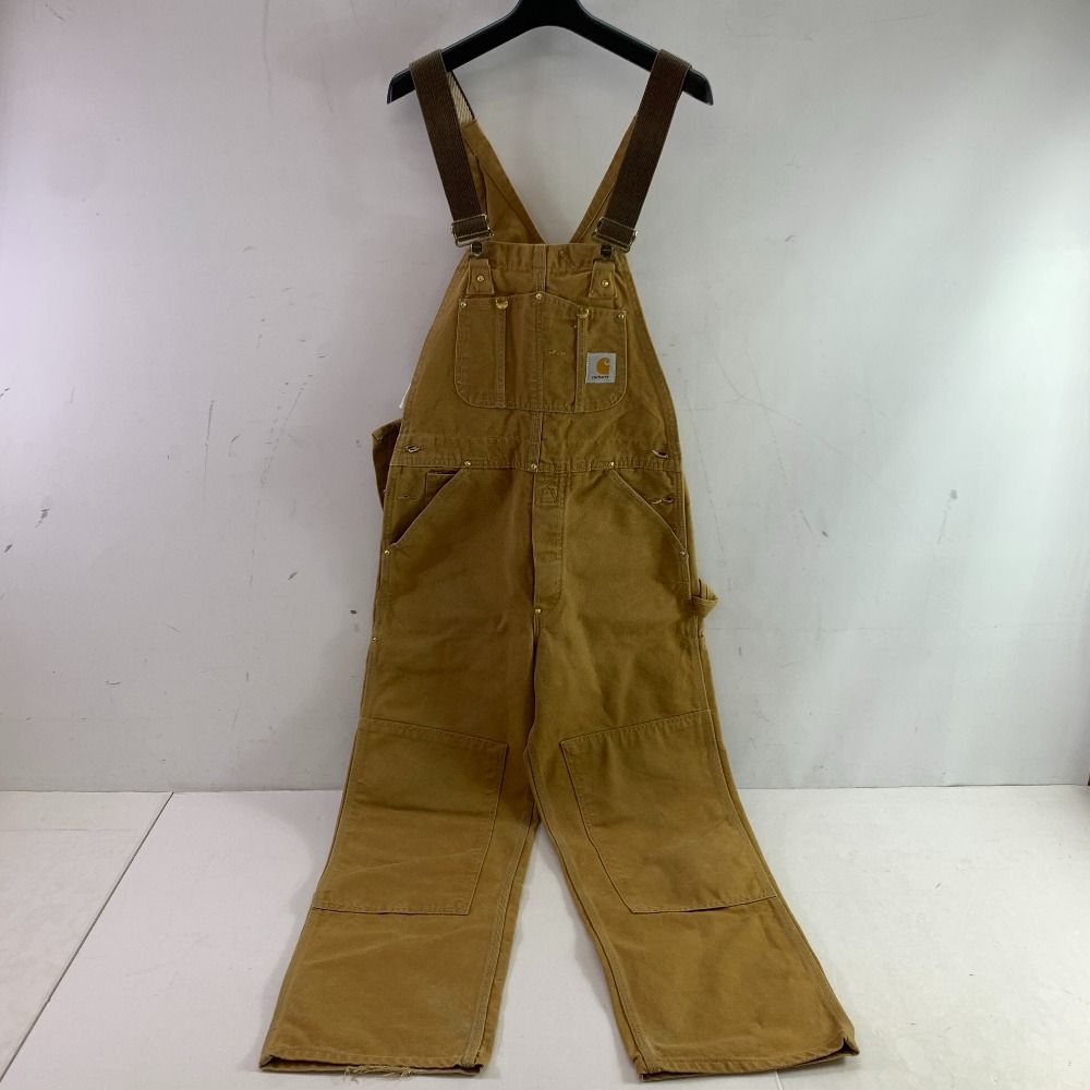 04w4272▽ 90年代 Carhartt カーハート ダック ダブルニー ビブオーバーオール ブラウン メンズ W30 L30 八王子店