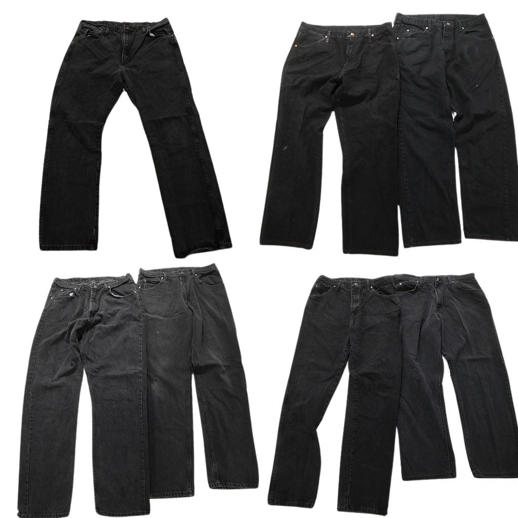 古着卸 まとめ売り Wrangler ラングラー ブラックデニム   パンツ 7枚セット (メンズ W36 ) 黒 グレー フェード アメカジ MU5536