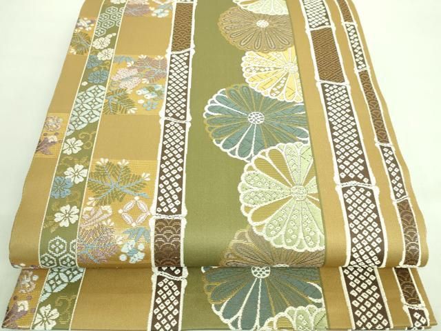 平和屋着物□極上 桝屋高尾 六通柄 本袋帯 花唐草 黒地 逸品