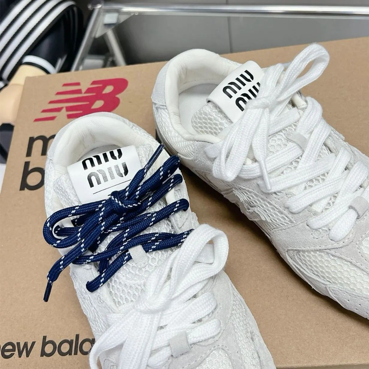 Miumiu X New balance ホワイト スニーカー23cm 23.5cm 24cm 24.5cm 25cm 25.5cm 26cm  26.5cm 27cm 27.5cm 28cm - メルカリ