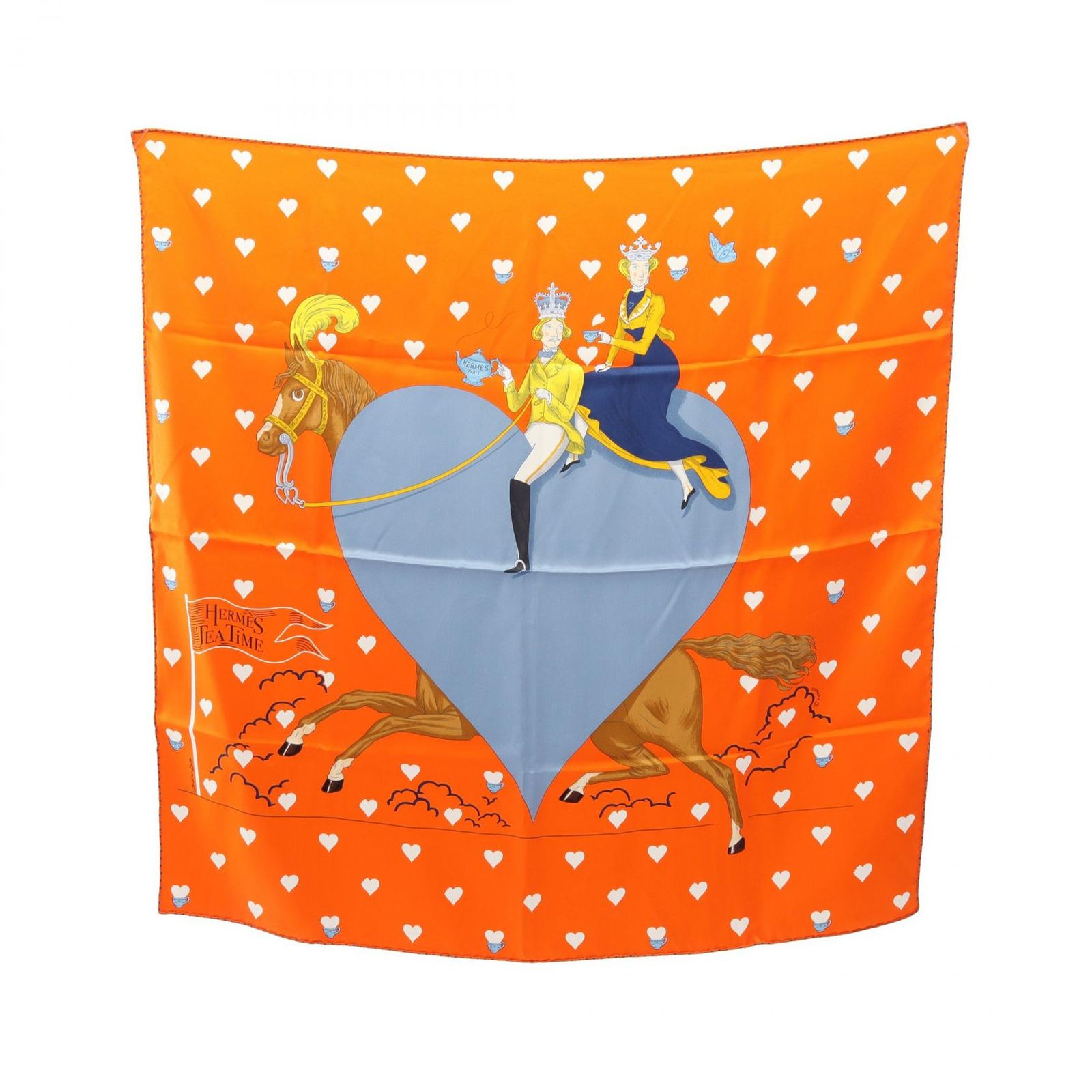 エルメス　HERMES スカーフ　カレ70　Tea Time　オレンジ　no33 エルメス HERMES スカーフ カレ70 Tea Time オレンジ シルク