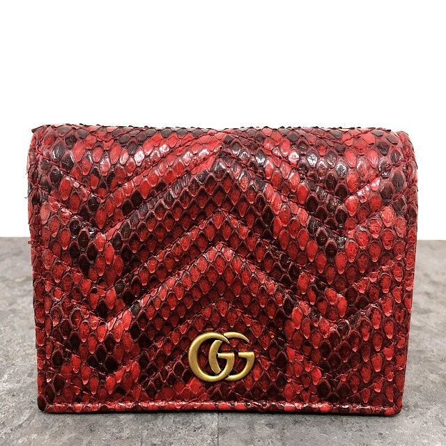 247 送料込み！ 美品 GUCCI コンパクトウォレット 466492 パイソン  