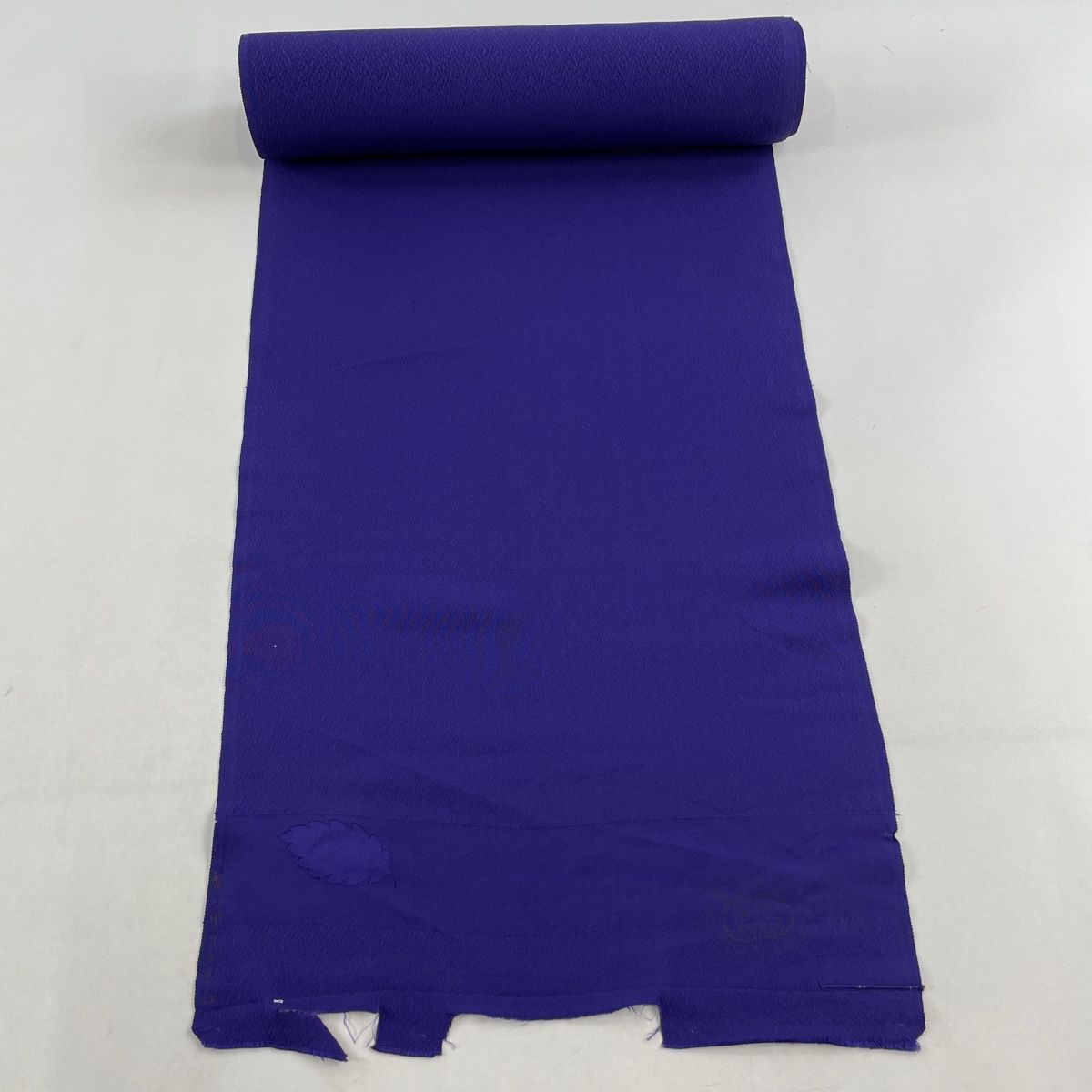 秀品 反物 色無地 青紫 縮緬 夏物 反物 秀品 色無地 青紫 正絹 【中古】