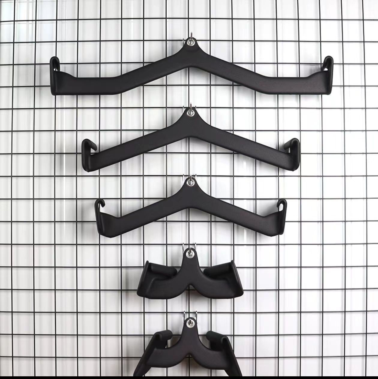 ケーブルマシン アタッチメント 5点セット ラットプルダウンバー ローイングハンドル付き ジム ホーム用 フィットネス器具