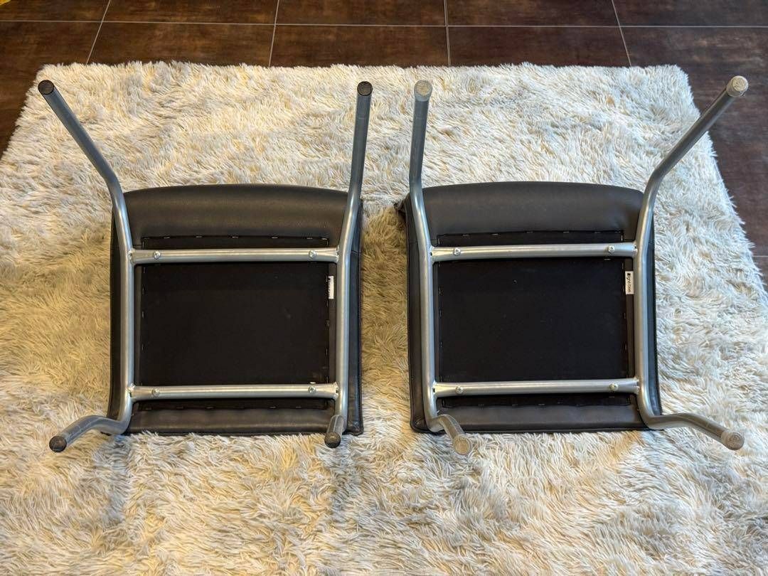 ②リーンロゼ　ligne roset ブラック　レザーチェア　2脚セット　YZ ②リーンロゼ ligne roset ブラック レザーチェア 2脚セット YZ