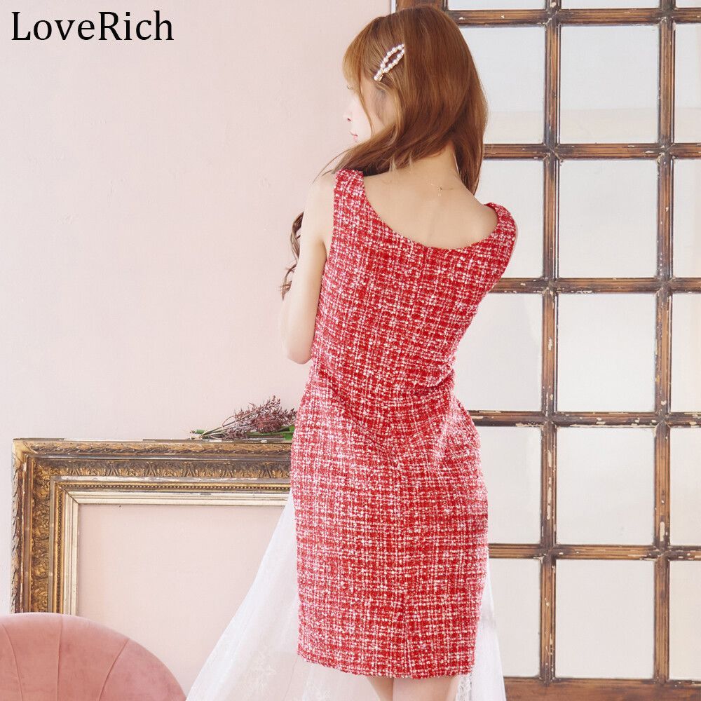LoveRich ラブリッチ ツイード  谷間魅せ ミニドレス キャバドレス Amazon.co.jp: [LoveRich] ラブリッチ ツイード ジップ レース