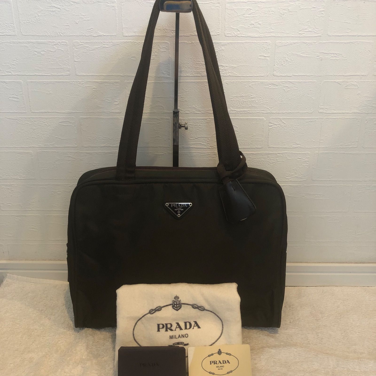 PRADA プラダ 三角ロゴプレート トートバッグ ナイロン ギャランティカード