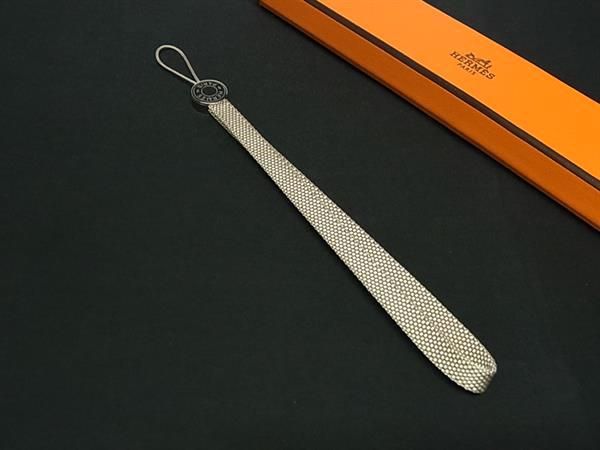 HERMES エルメス セリエ キャンバス シルバー金具 携帯ストラップ キーホルダー チャーム ベージュ系 FP4716