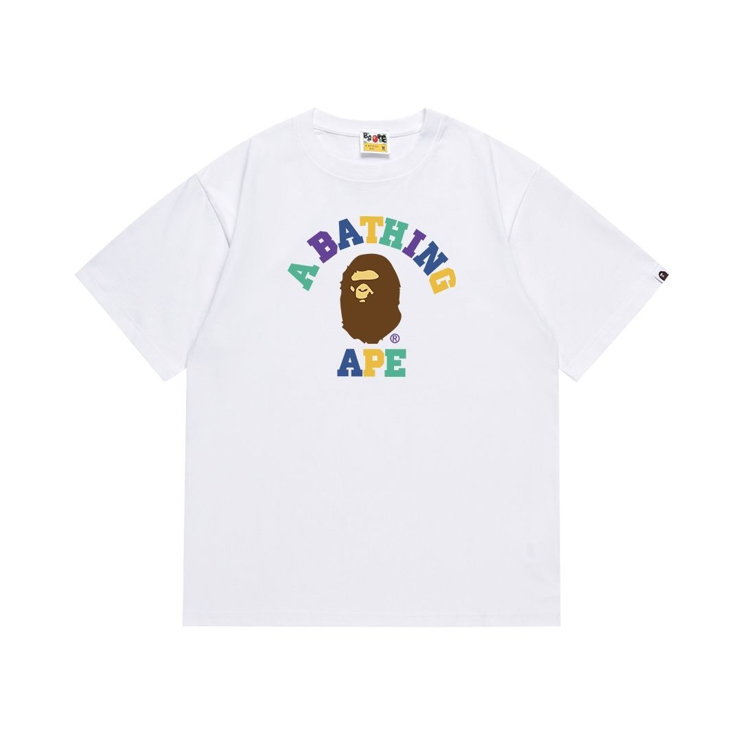 新品⭐︎A BATHING APE レタープリント半袖Tシャツ 男女兼用 A BATHING APE ブラック ホワイト レタープリント半袖Tシャツ