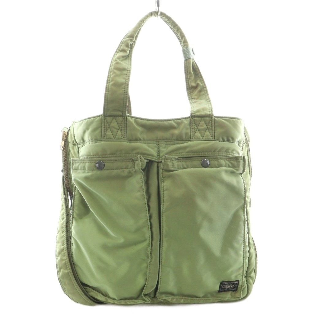 ポーター PORTER 吉田カバン タンカー ハンドバック トートバッグ ショルダーバッグ 2way ロゴ ナイロン カーキ AN2 AA