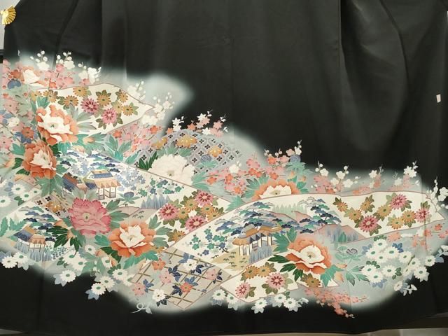 平和屋着物▽豪華色留袖 単衣 吉祥花文 金銀糸 正絹 逸品