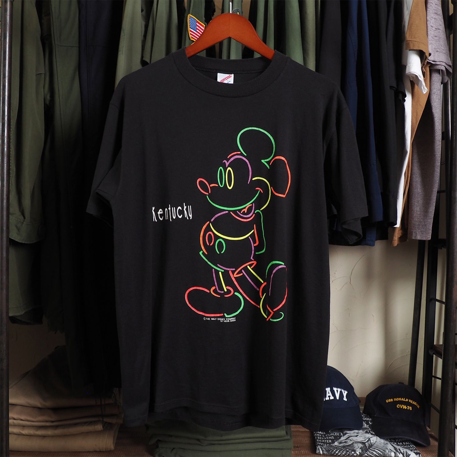 Disneyビンテージ80s90sミッキーマウスTシャツ黒Mickeyブラック