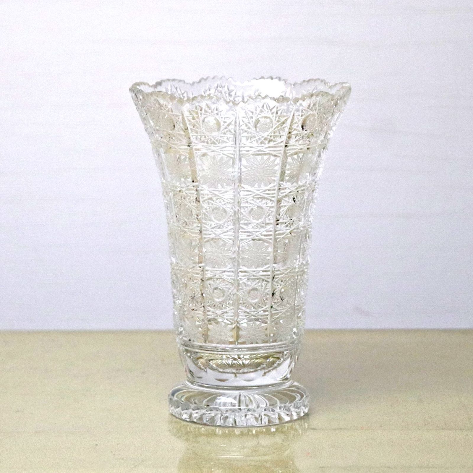 ボヘミアングラス・クリスタル花瓶・花器・フラワーベース・No