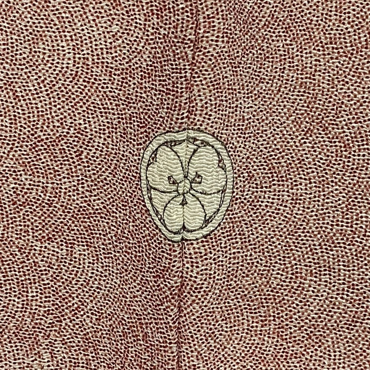 江戸小紋 身丈162.5cm 裄丈65.5cm M 袷 落款 鮫紋様 小豆色 正絹 優品  