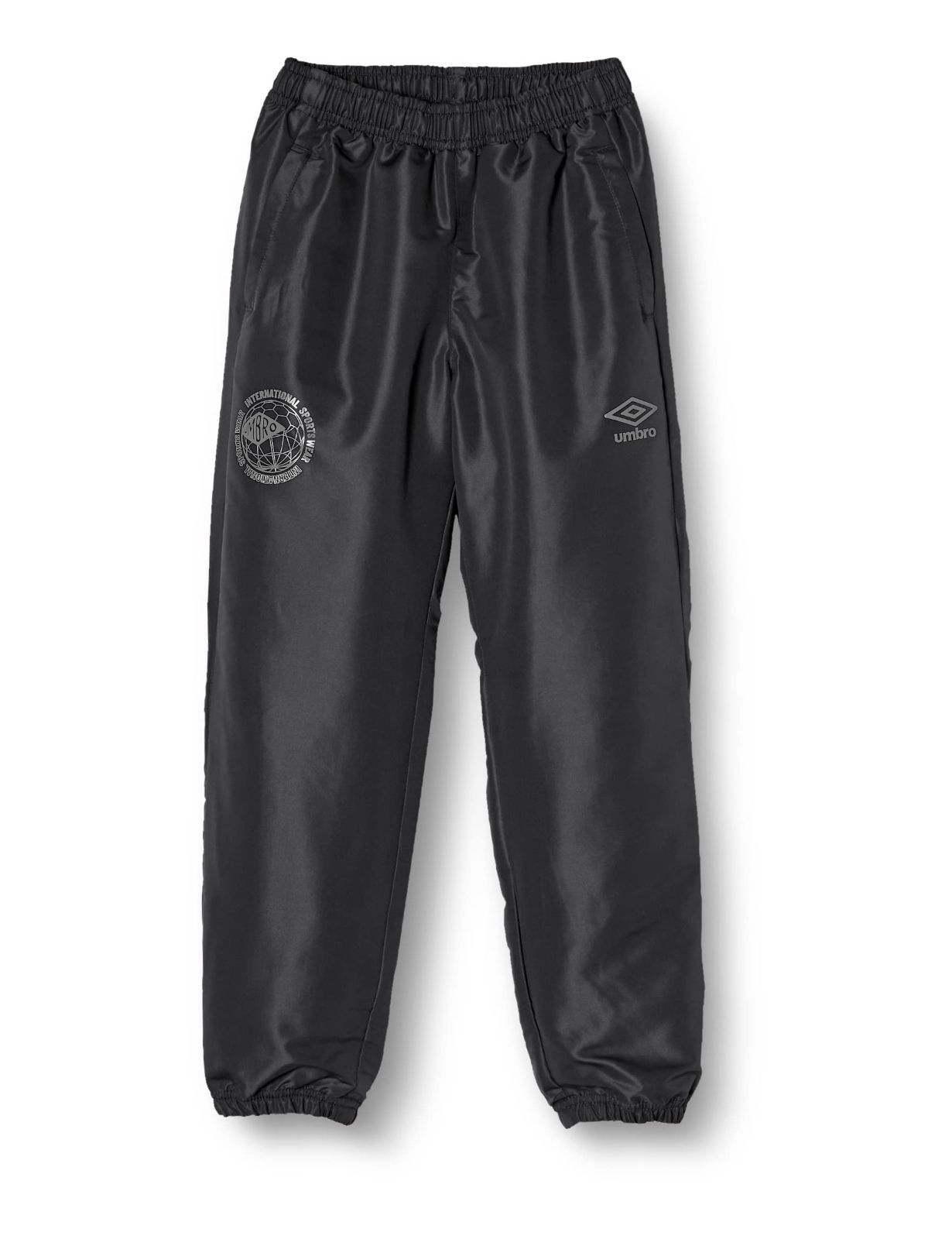Size:160_Color:ブラック [アンブロ] ロングパンツ サッカー ウィンドブレーカー ピステ 起毛裏地 保温 防風 はっ水 子供 ジュニア キッズ 男女兼用 ブラック 160